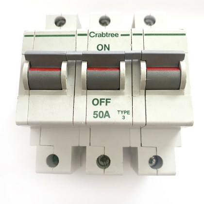Crabtree Polestar 633/50 50A 50 Amp 3 Pole Phase MCB Circuit Breaker Type 3